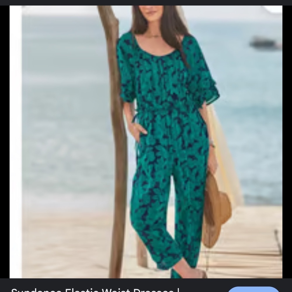 Sundance Grand Bays Short Tiered Sleeve Ankle Length Jumpsuit